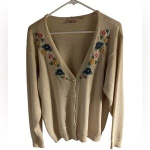 Vintage huntington ride sweater Floral Embroidered Cream